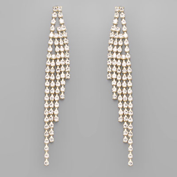 Multi Crystal Row Drop Earrings - Picture 1 of 1